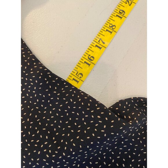 Dana Buchman Midi Dress Black White Dots Short Sleeve Collared Buttons up Silk - Picture 7 of 10